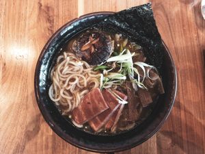 Spicy Garlic Miso Ramen  at Shizen Vegan Sushi Bar in San Francisco