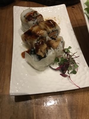 Sweet Potato roll, I will order this every time. Delicious!!!  at Shizen Vegan Sushi Bar in San Francisco