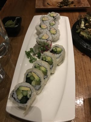 Vegetable Roll & California Roll. These were sooooo good!!! at Shizen Vegan Sushi Bar in San Francisco