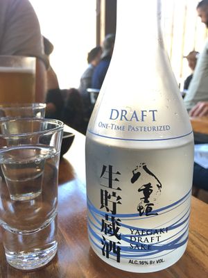 Yakegaki “draft” sake at Shizen Vegan Sushi Bar in San Francisco