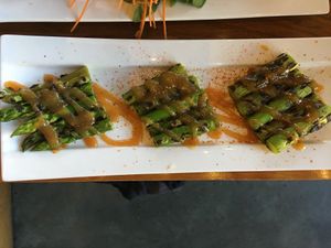 Asparagus yakimono at Shizen Vegan Sushi Bar in San Francisco