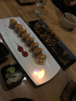 Specialty Roles: candlelight (bottom) and Prime Suspect (top)  at Shizen Vegan Sushi Bar in San Francisco