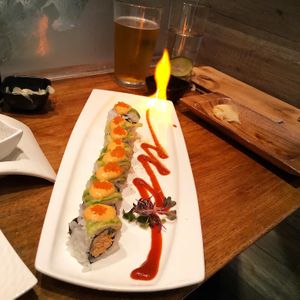 Specialty roll (candle?) at Shizen Vegan Sushi Bar in San Francisco