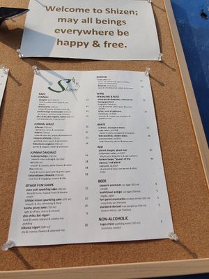 Menu at Shizen Vegan Sushi Bar in San Francisco
