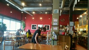 The counter is behind the pillar. at Ritual Cafe in Des Moines