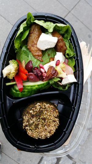 Pretty good chicken and feta cheese salad. at Astrid och Aporna - Cph in Copenhagen