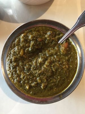 Palak dish at Taj Mahal in Boise