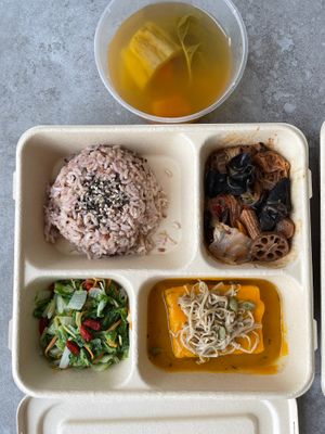 Organic Pumpkin Tofu with fermented tofu, mixed vegetables brown rice set RM22
 at Green Bamboo Organic Shop in Kuala Lumpur