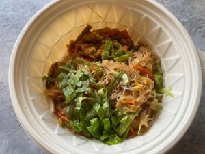 有机南瓜炒米粉 Stir-fry Organic Pumpkin Brown Rice Meehoon RM18 at Green Bamboo Organic Shop in Kuala Lumpur