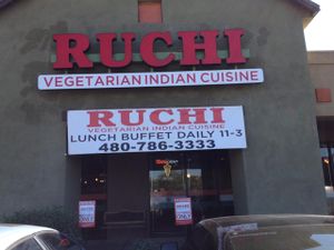 outside and 2 designated parking spaces  at Ruchi Vegetarian Indian Cuisine in Chandler