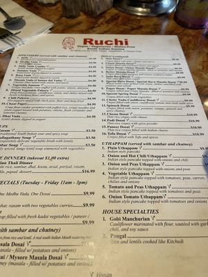 Menu   at Ruchi Vegetarian Indian Cuisine in Chandler