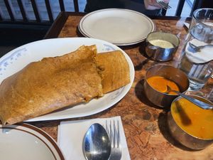 Chana Masala dosa - unsure if white sauce was vegan we just didn’t eat it   at Ruchi Vegetarian Indian Cuisine in Chandler