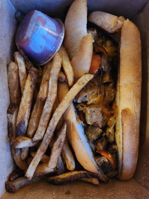 Philly steak sandwich and fries at Quickie Too in Tacoma