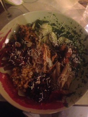 Mix of 7 different 'primi' at Arcobaleno Vegetariano in Milan