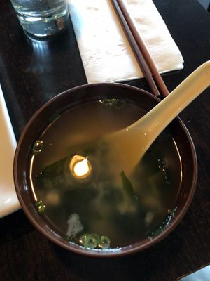 Miso soup which came with my entree. You can also choose to get a salad  at Jujube Tree in Astoria