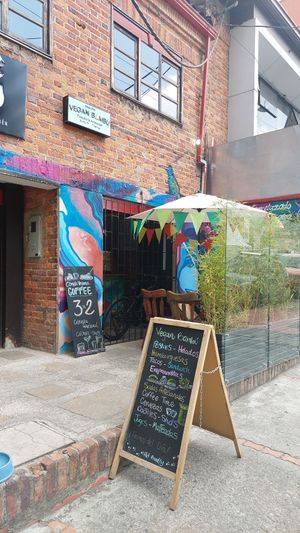Outside at Vegan Bambú in Bogota