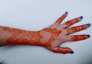 After the paste has been scraped off at Marrakech Henna Art Cafe in Marrakech