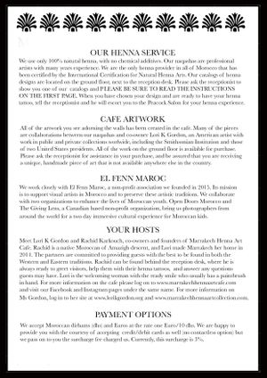 Menu page 3 at Marrakech Henna Art Cafe in Marrakech