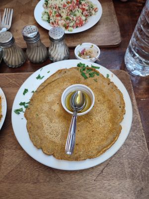 Lentil crepe at Marrakech Henna Art Cafe in Marrakech
