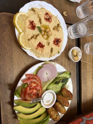 Hummus and falafel plate   at Marrakech Henna Art Cafe in Marrakech