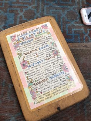 Regular menu at Marrakech Henna Art Cafe in Marrakech