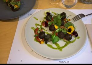 raw mushroom balls..delicious!  at Mantra Raw in Milan