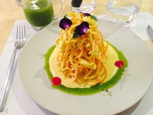 carrot spaghetti  at Mantra Raw in Milan