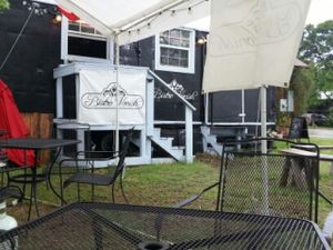 patio covered seating at Bistro Vonish Food Truck in Austin