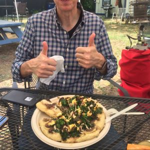 yay pizza! at Bistro Vonish Food Truck in Austin