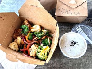 I love sauteed entree so opt for Kingdom of God with steamed white rice. at Vegan Galaxy in Huntington Beach