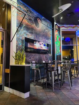 Beautiful art on the walls at Vegan Galaxy in Huntington Beach