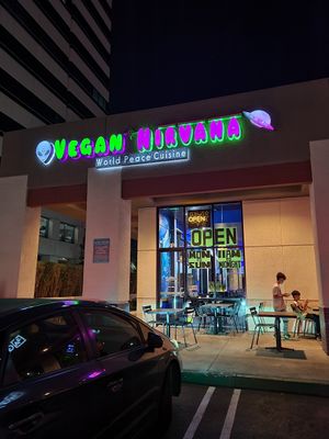 Outside at Vegan Galaxy in Huntington Beach