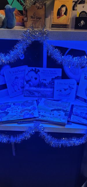 Children's books at Vegan Galaxy in Huntington Beach