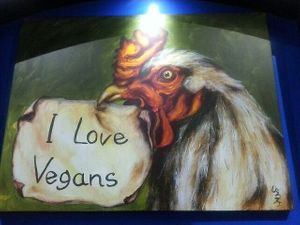 Lovely art work 💜🌻💛 at Vegan Galaxy in Huntington Beach