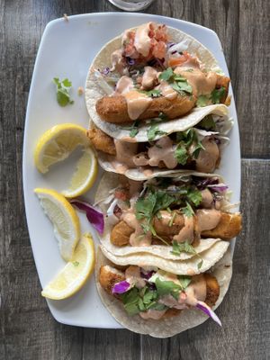 Ultimate Liberation (fish-free tacos)  at Vegan Galaxy in Huntington Beach