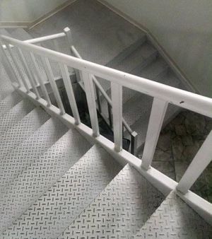 Stairs to the restaurant at Super Vegetariano in Curitiba