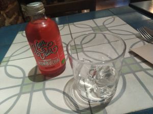 A spanish strawberry drink, for me a little too sweet at VEGA - Luna in Madrid