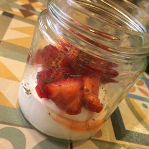 strawberries and cream at VEGA - Luna in Madrid