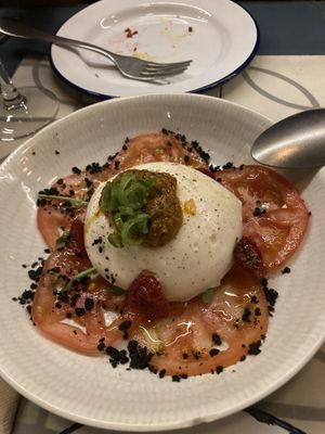 Vegan burrata - option to add bread for 1 euro   at VEGA - Luna in Madrid