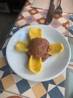 Bean Dip with Corn Chips (Free Starter) at VEGA - Luna in Madrid