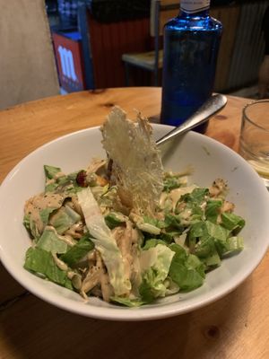 Caesar salad (after I took a few bites 😁)  at VEGA - Luna in Madrid