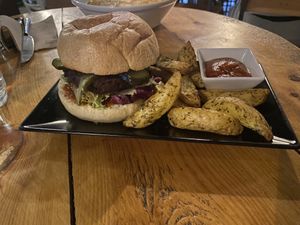 Hamburguesa de soja y remolacha   at VEGA - Luna in Madrid