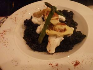 Squid risotto at VEGA - Luna in Madrid