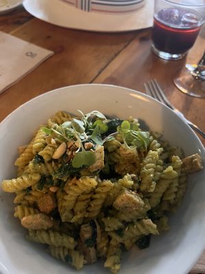 Fusilli pesto w/ crispy tofu and nuts  at VEGA - Luna in Madrid
