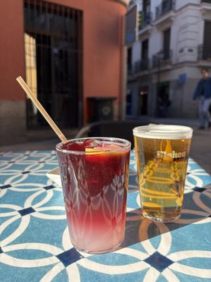 Tinto de verano and beer  at VEGA - Luna in Madrid