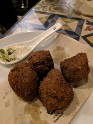 mushroom corquettes at VEGA - Luna in Madrid