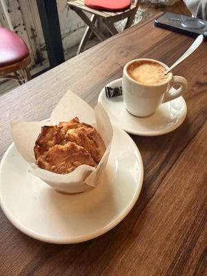 Dessert: plantain muffin  at VEGA - Luna in Madrid