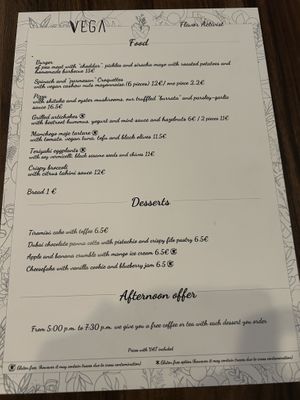 Menu  at VEGA - Luna in Madrid