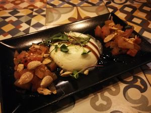 Burrata with truffle cream at VEGA - Luna in Madrid