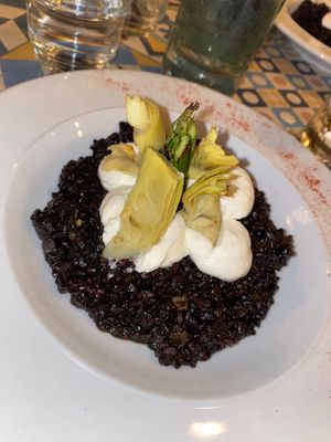 Arroz negro con “calamares" at VEGA - Luna in Madrid